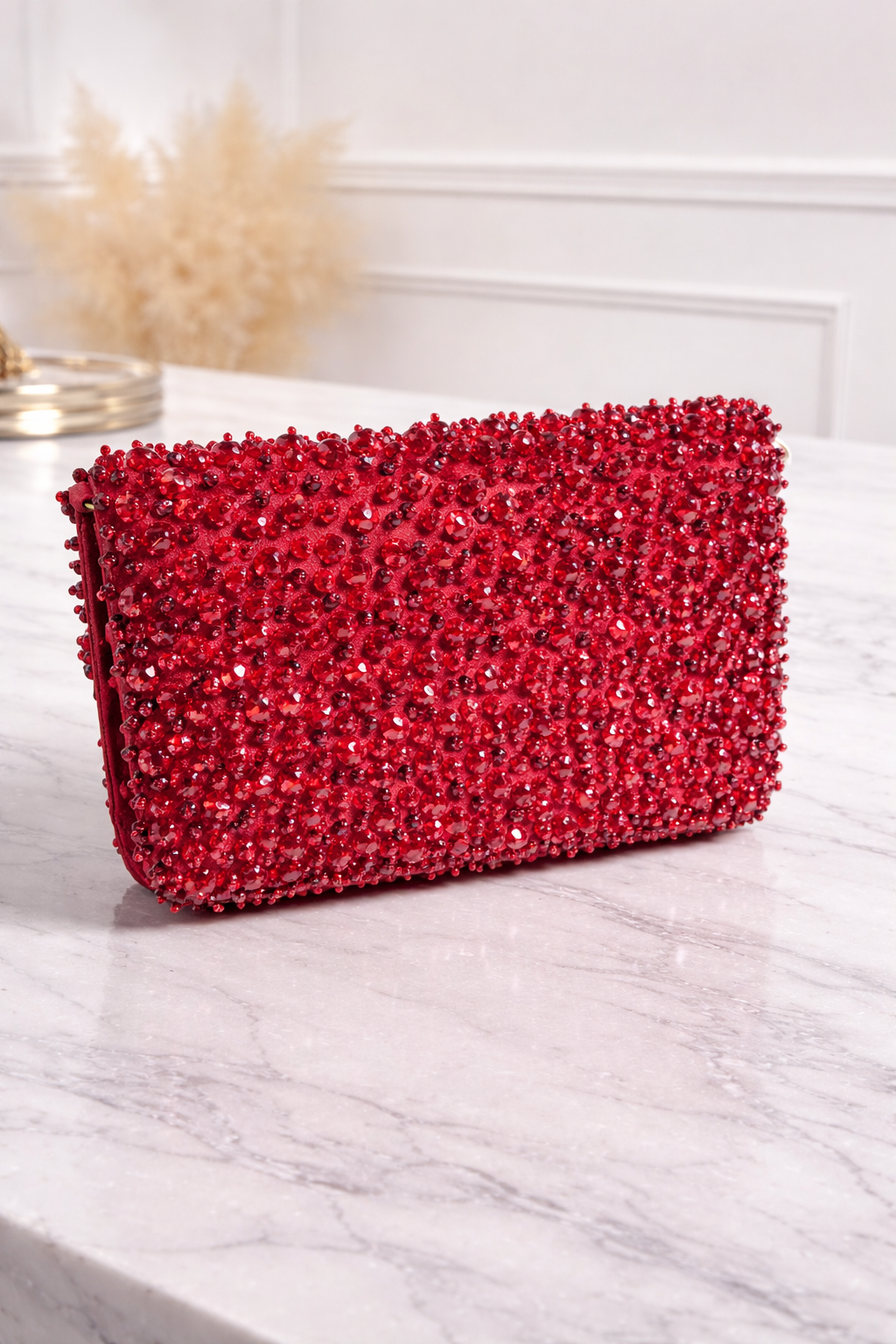 Elevate Your Style with the Ruby Royale Crystal Evening Bag