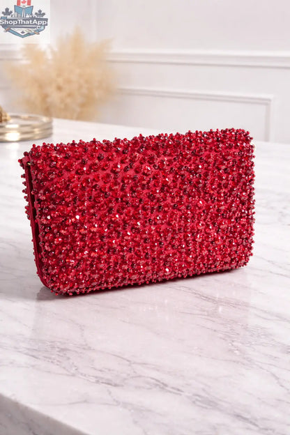 Elevate Your Style with the Ruby Royale Crystal Evening Bag - Shopthatapp.ca