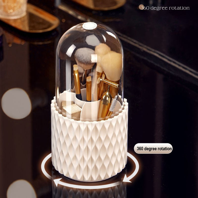 360 Rotating Makeup Brush Organizer with Large Capacity and Transparent Design - Shopthatapp.ca