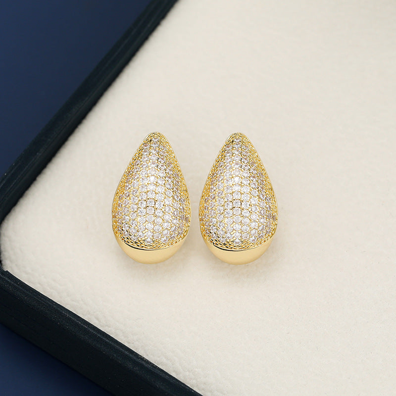 18K Gold-Plated Teardrop Earrings with Zircon Accents - Shopthatapp.ca