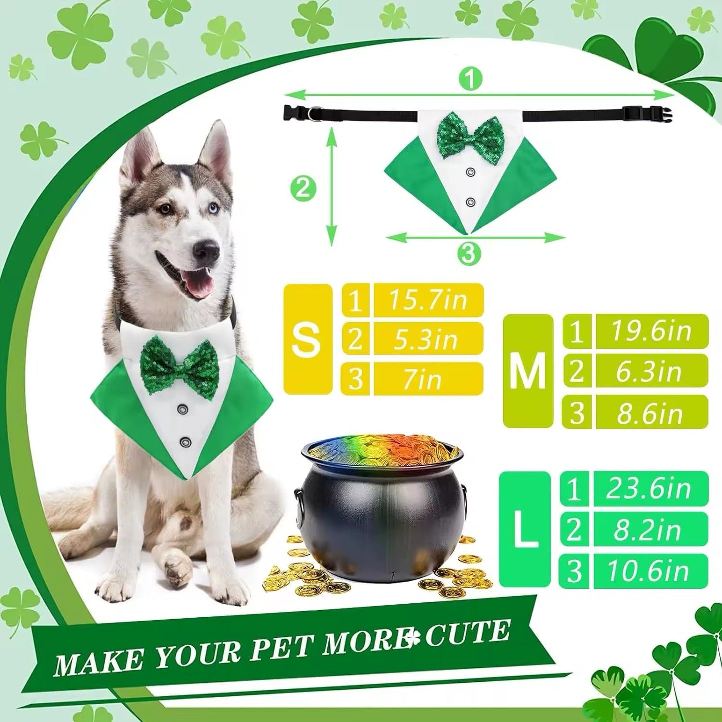 Saint Patrick's Day Dog Bandana and Bowtie Suit for Stylish Pups - Shopthatapp.ca