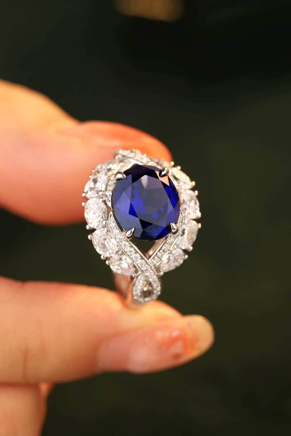 5 Carat Lab-Grown Sapphire Ring in Platinum-Plated Setting - Shopthatapp.ca