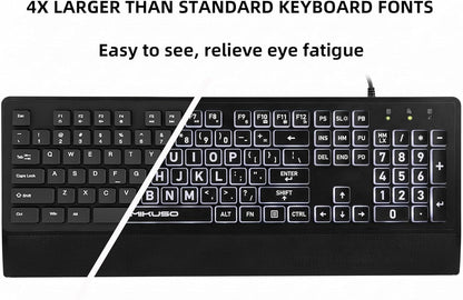 Large Print Backlit Keyboard for Seniors & Visually Impaired--www.Shopthatapp.ca-ebasketonline