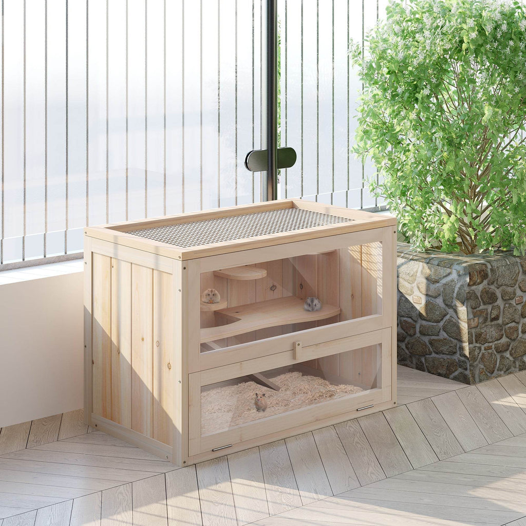 2- Tier Wooden Crafted Hamster Rodent Habitat Cage