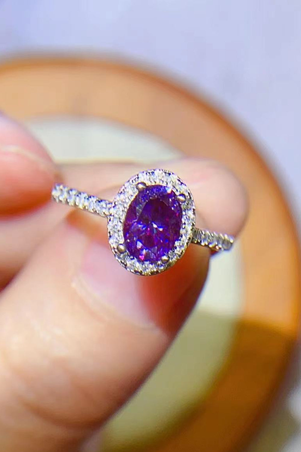 925 Sterling Silver 1 Carat Purple Moissanite Ring - Shopthatapp.ca