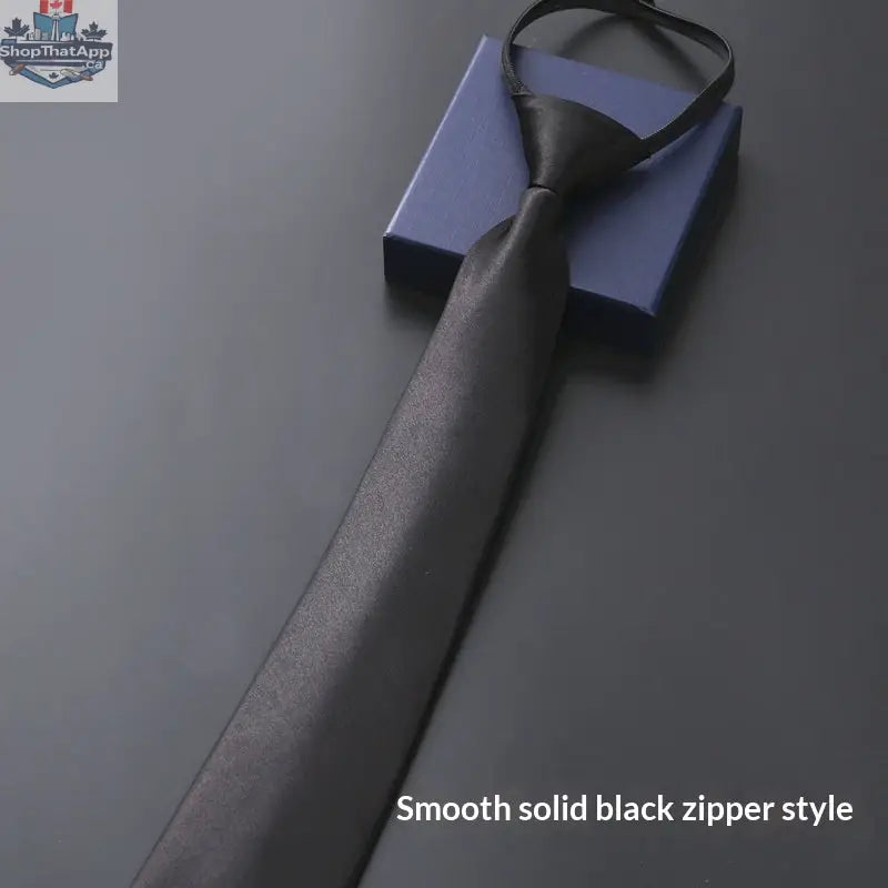 Mens Business Formal Zipper Tie With Blue Stripes - Shopthatapp.ca