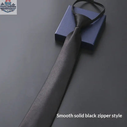 Mens Business Formal Zipper Tie With Blue Stripes - Shopthatapp.ca