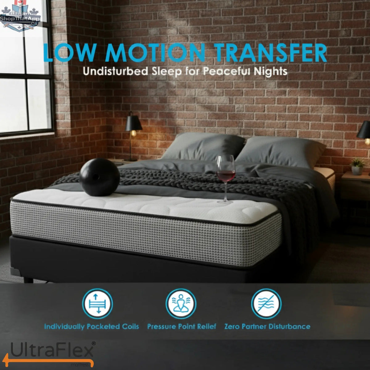 UltraFlex DreamWeaver mattress and boxspring set featuring pocket coil hybrid, cooling gel foam, hypoallergenic materials, and edge support.