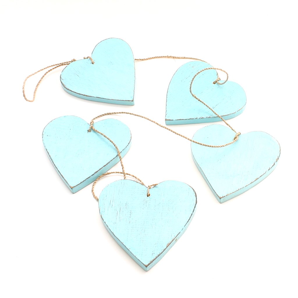 Hanging Wooden Heart String - Set of 5 Beautiful Wooden Hearts - Shopthatapp.ca