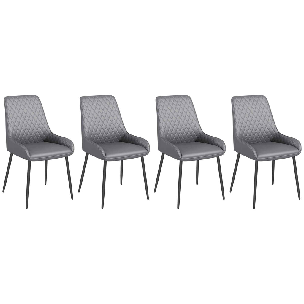 Blake Vegan Leather Modern Dining Chairs with Diamond Tufting-Set of 4-Grey