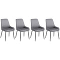 Blake Vegan Leather Modern Dining Chairs with Diamond Tufting-Set of 4-Grey