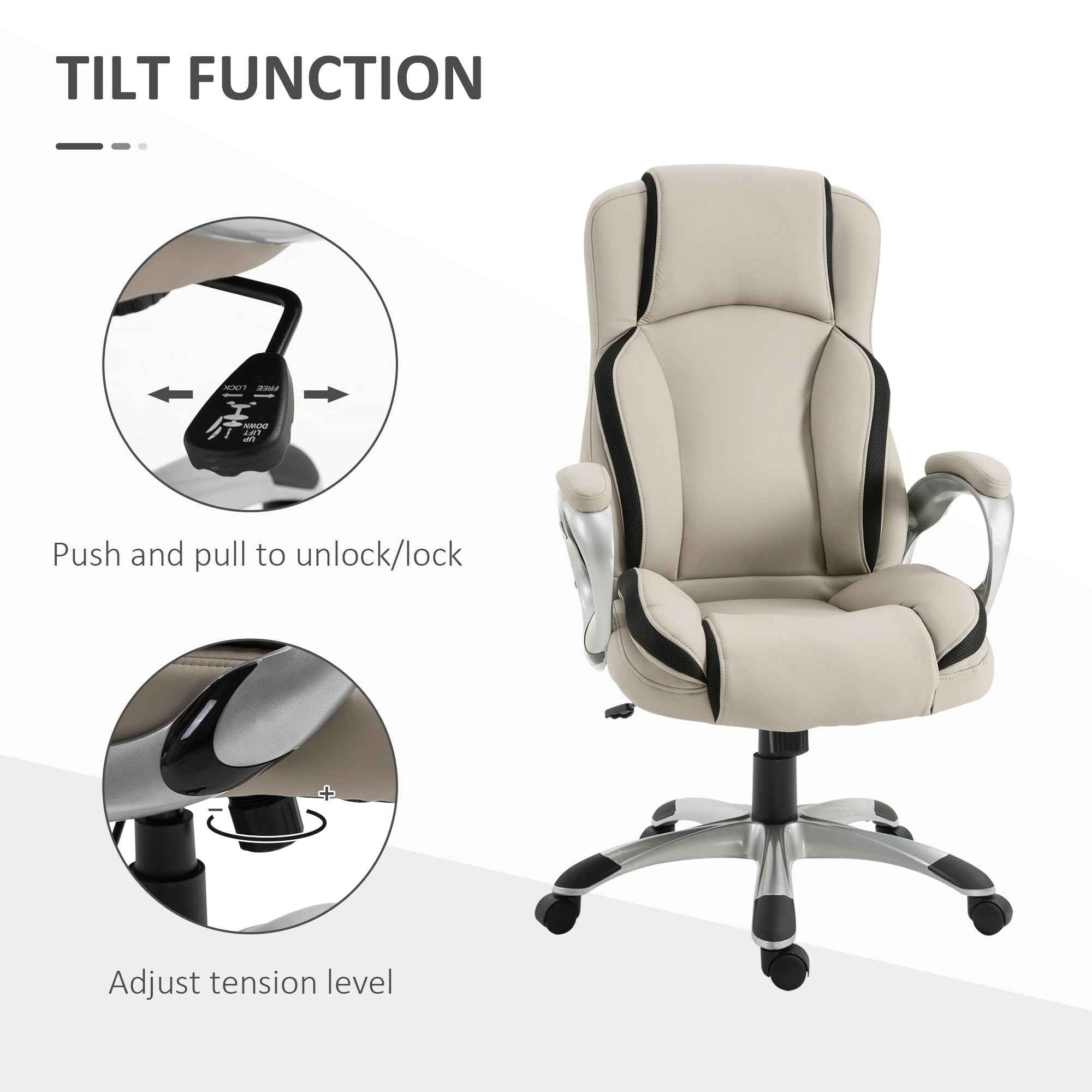 Fisher Ergonomic Executive Office Chair-Beige/Black