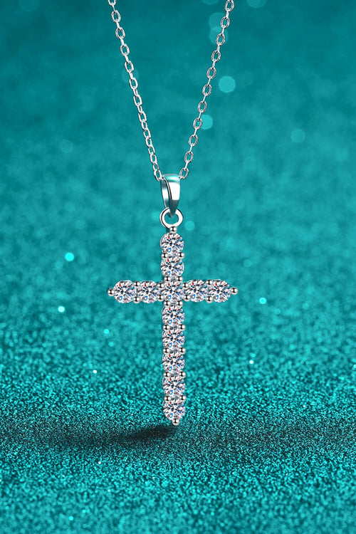 Adored 925 Sterling Silver Cross Necklace with Moissanite - Shopthatapp.ca