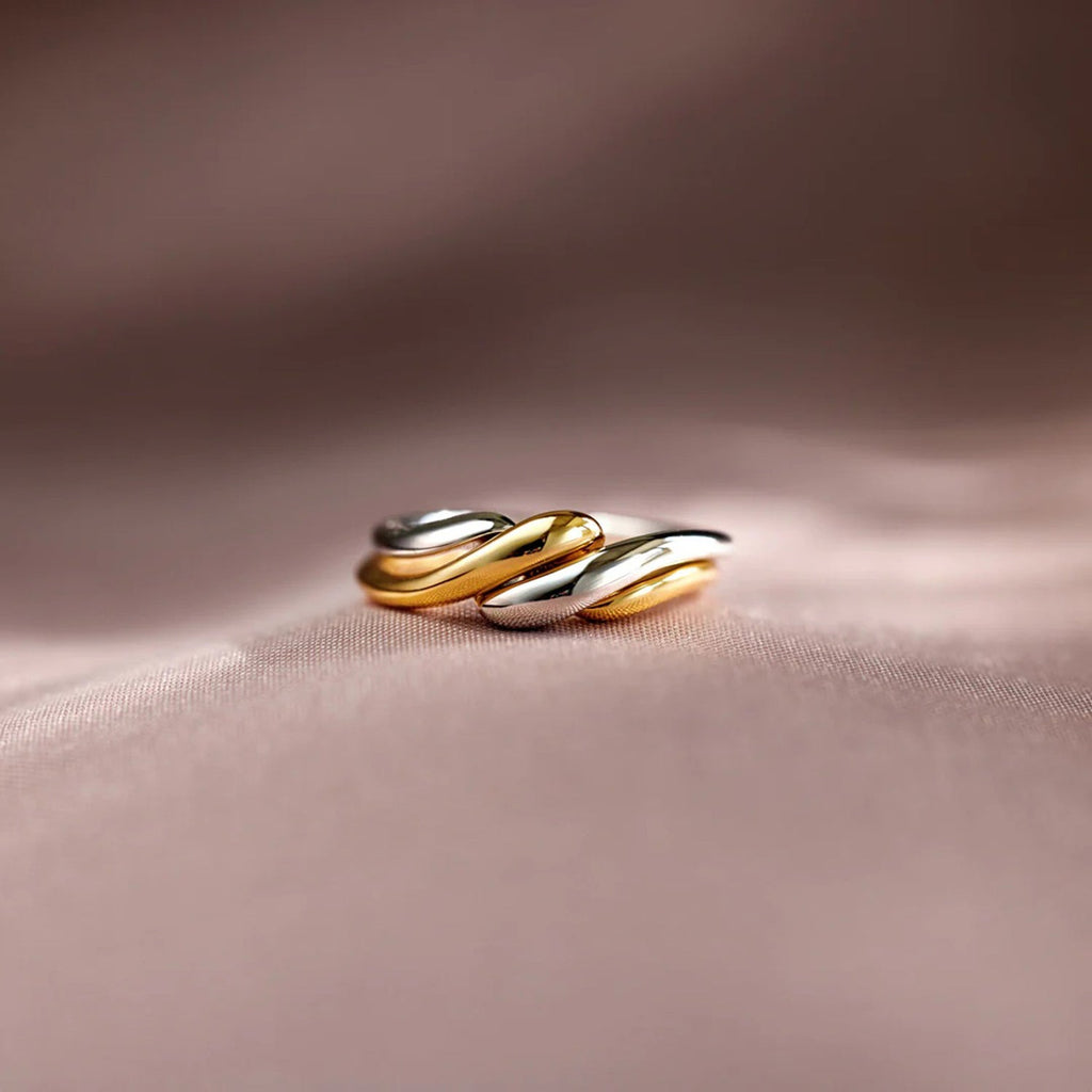 925 Sterling Silver Twisted Open Ring - Elegant 925 Sterling Silver Twisted Ring - Shopthatapp.ca