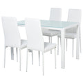 Zaya 5-Piece Rectangular Glass Dining Set for Small Spaces-White - Shopthatapp.ca