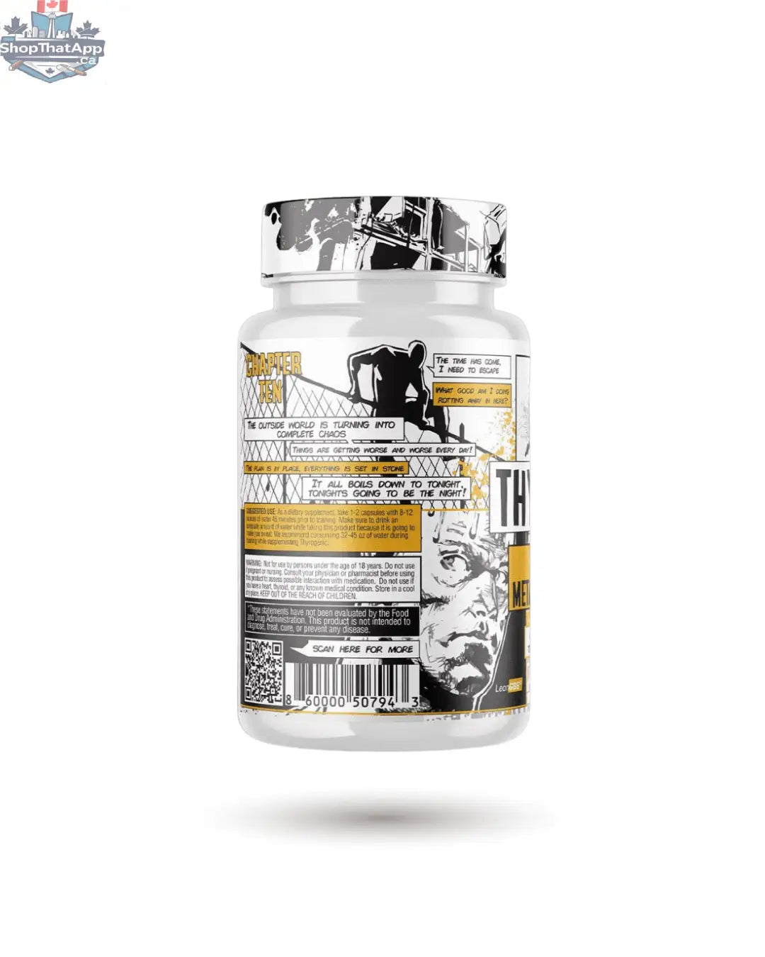 Container of BulkBully Supplements Condemned Thyrogenic Stimulant-Free Thyroid Support Essentials with label visible