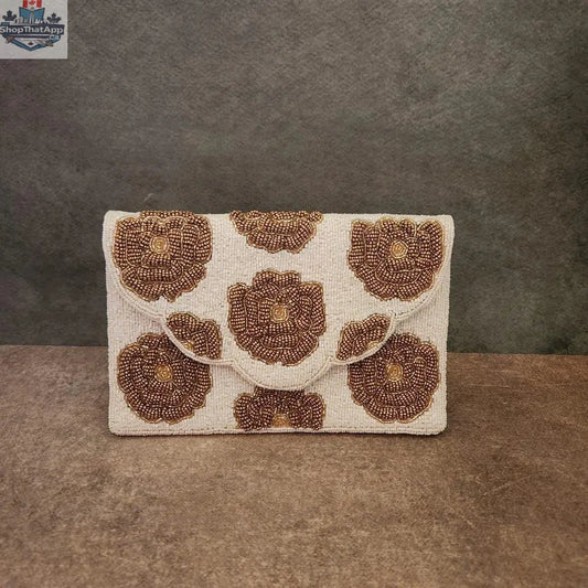 Golden Bloom Foldover Clutch - Shopthatapp.ca