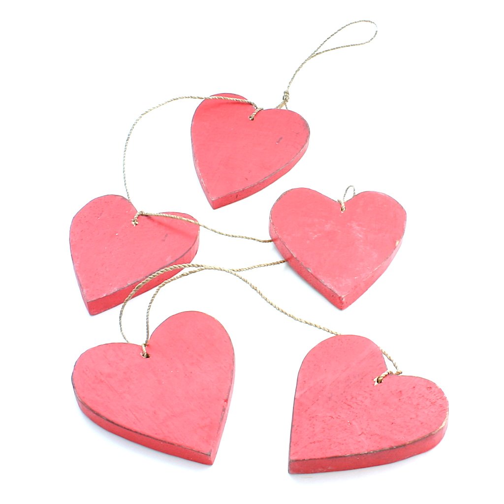 Hanging Wooden Heart String - Set of 5 Beautiful Wooden Hearts - Shopthatapp.ca