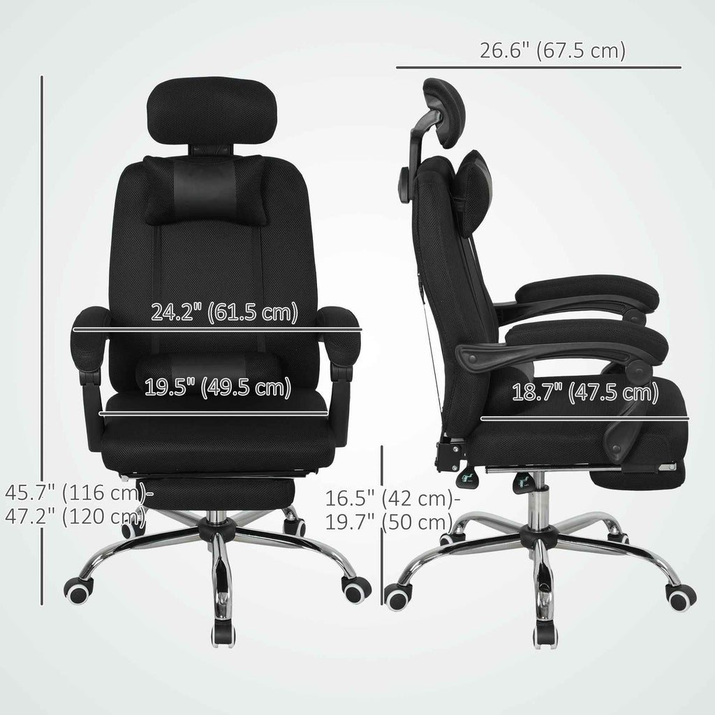 Brady Ergonomic Executive High Back Office Chair with Footrest and Lumbar Support-Black