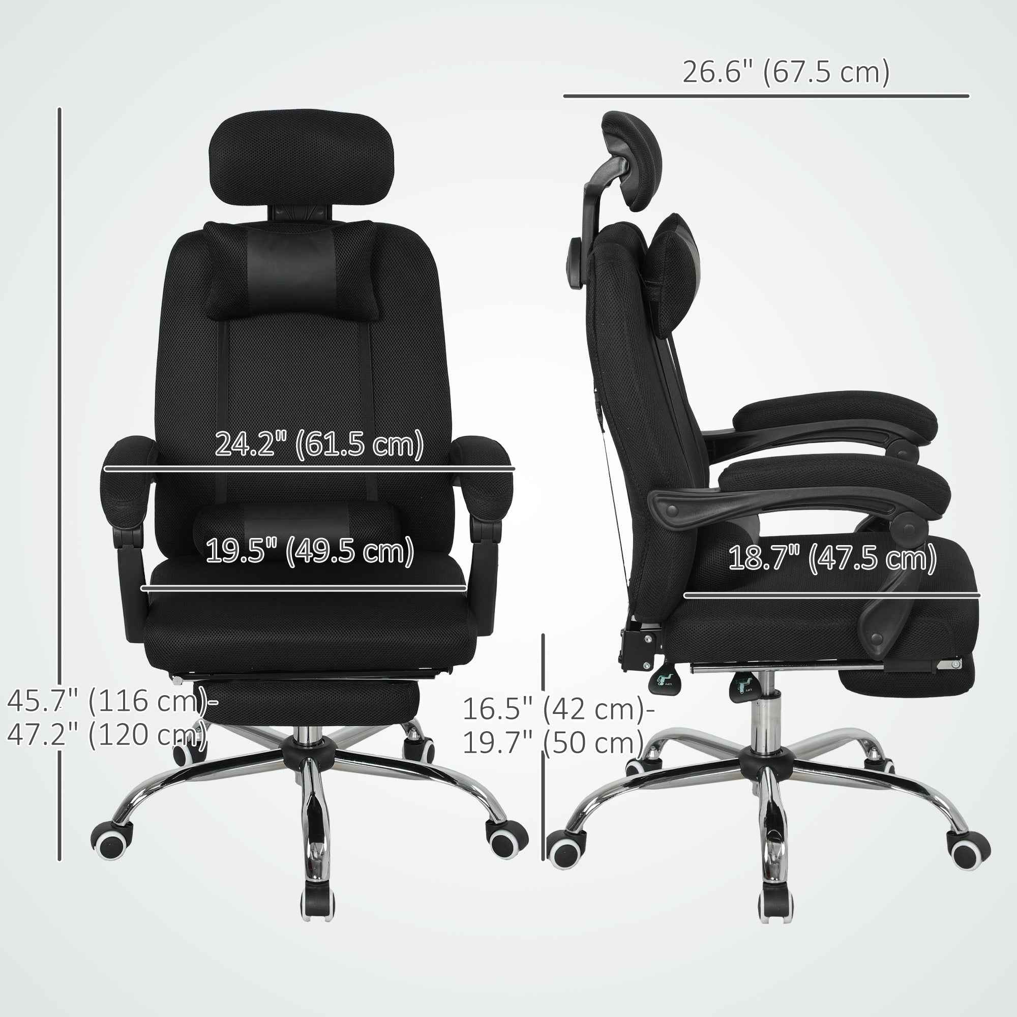 Brady Ergonomic Executive High Back Office Chair with Footrest and Lumbar Support-Black
