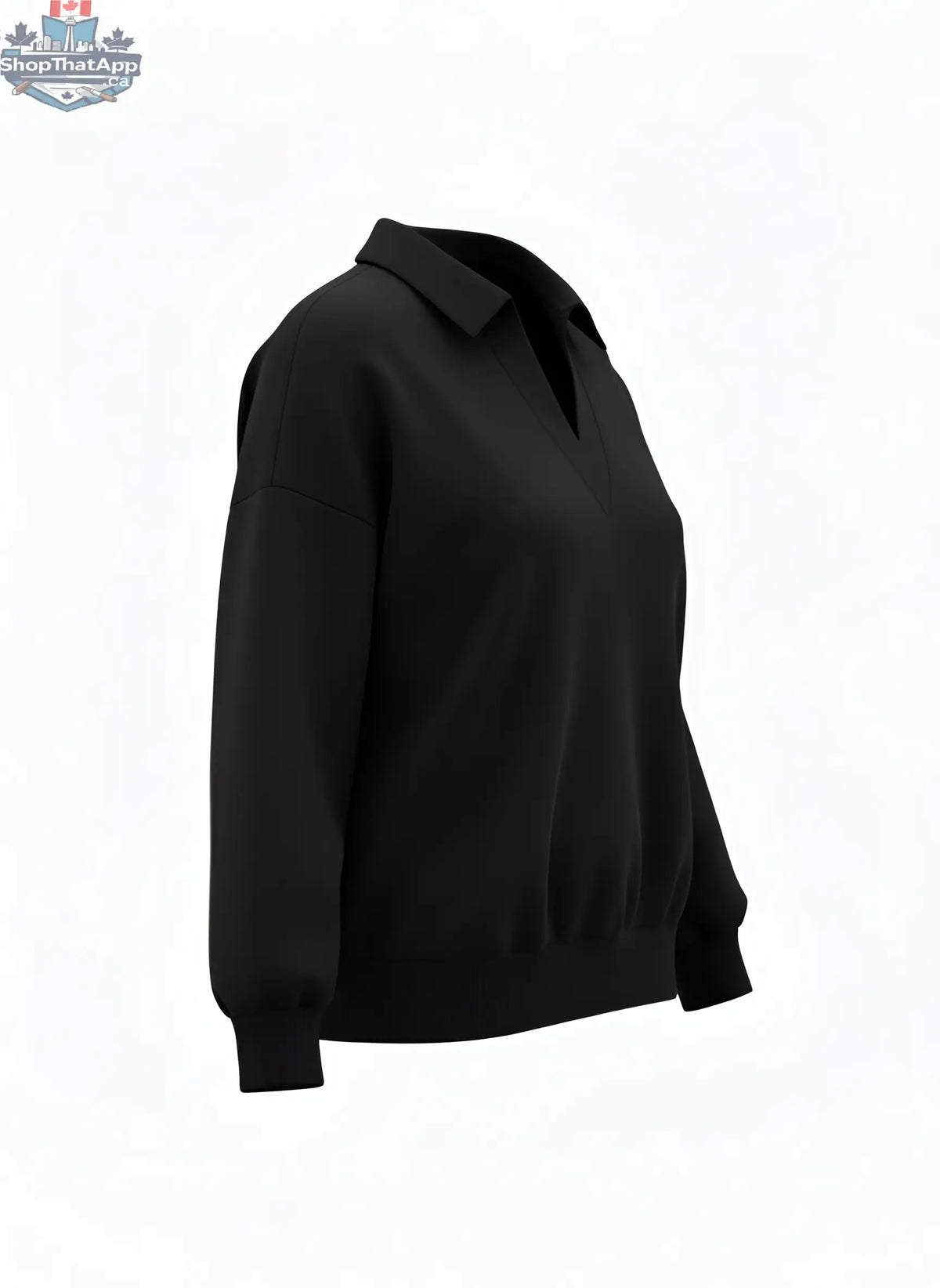 Ella Luxeflow Long Sleeve Polo in Black - Stylish and Comfortable Elegance - Shopthatapp.ca