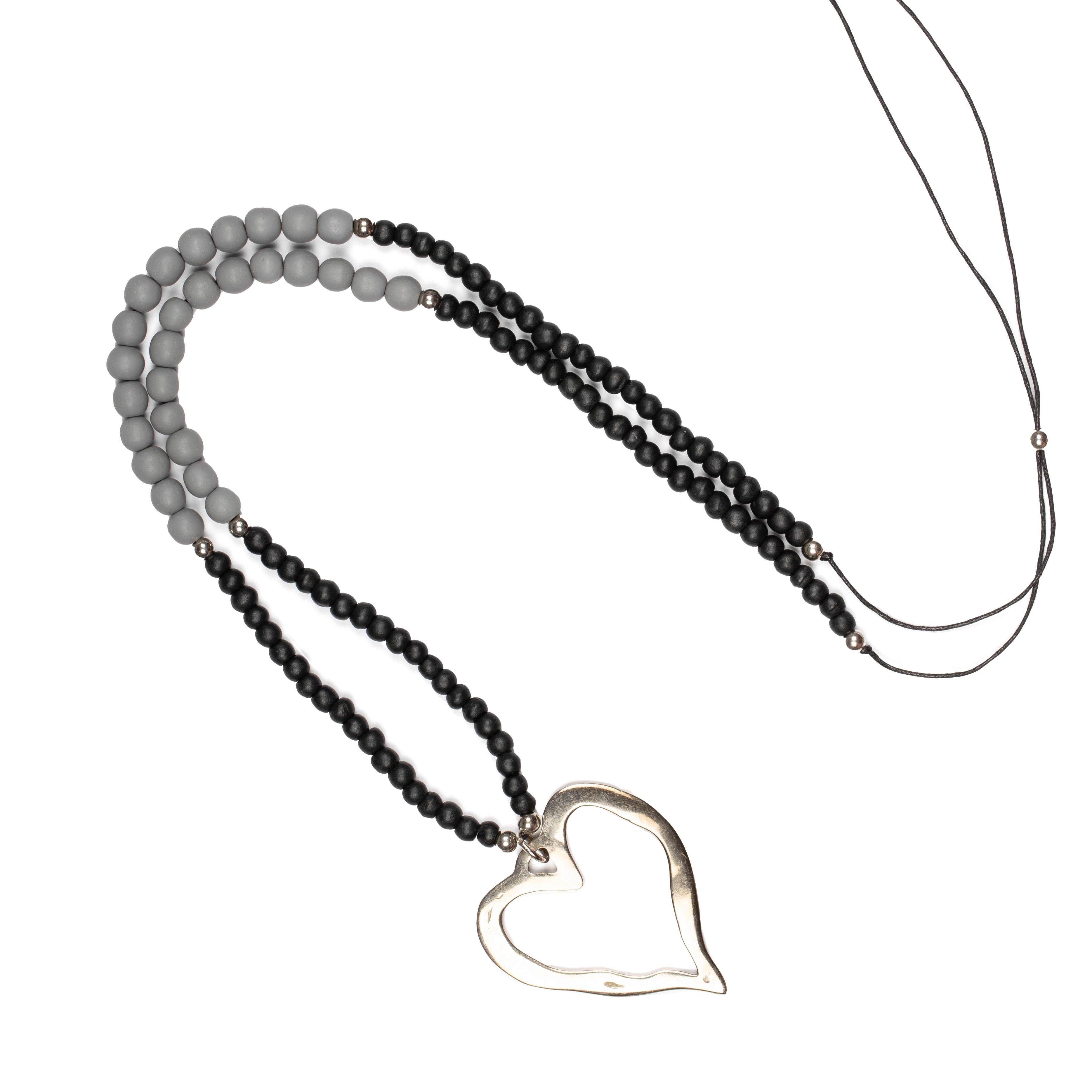 Wooden Bead Heart Necklace - Unique Open Heart Design - Shopthatapp.ca