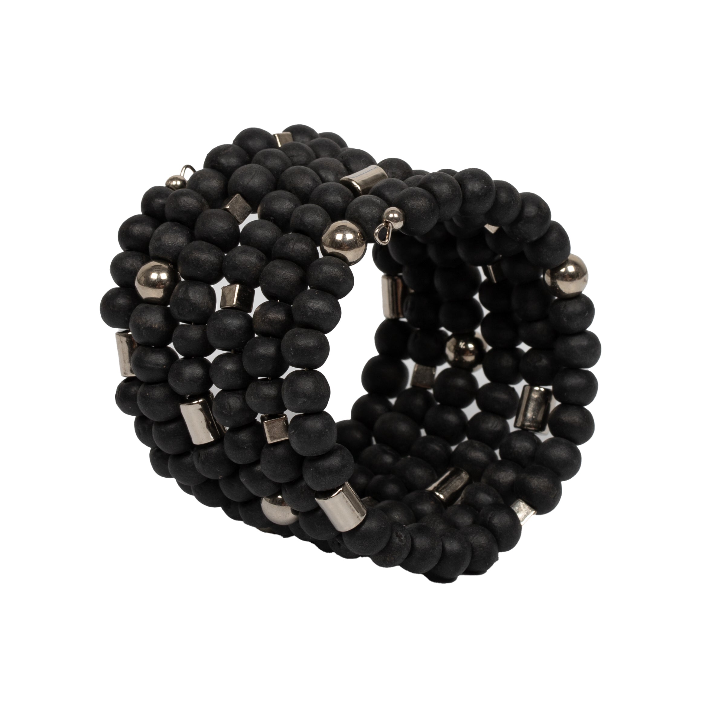 Chunky Wooden Bead Bracelet - Unique Bohemian Spiral Accessory - Shopthatapp.ca