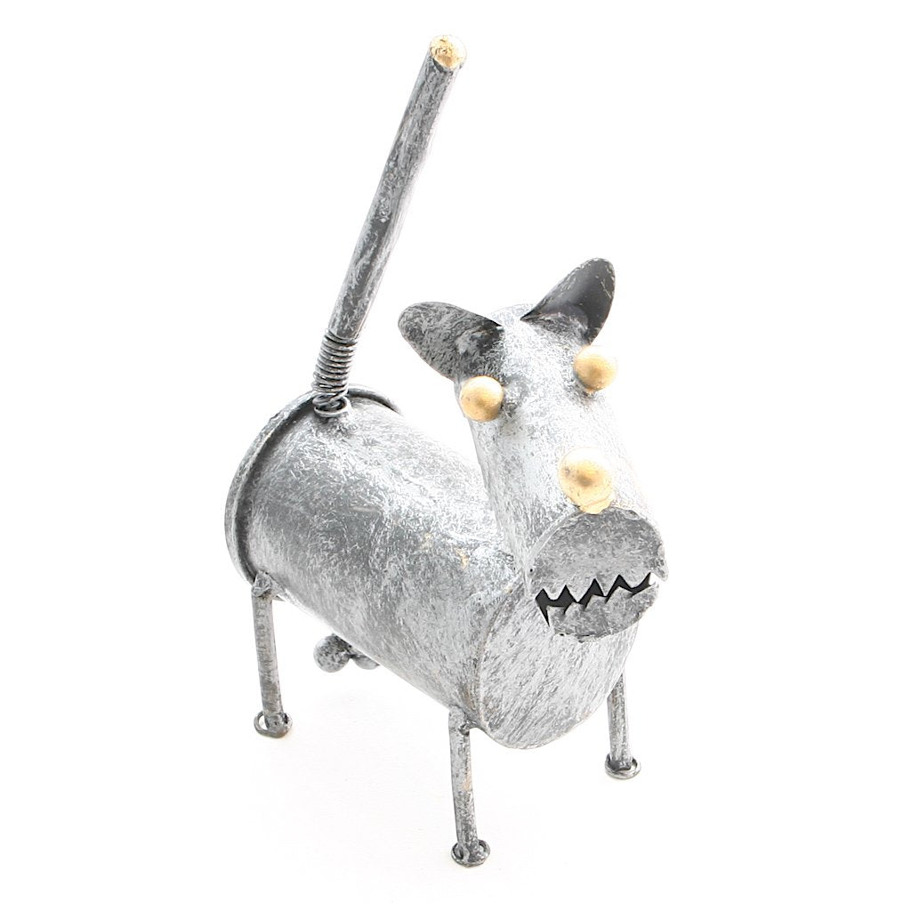 Metal Dog Sculpture with Balls - Unique Garden Art Decor - Shopthatapp.ca