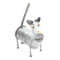 Metal dog sculpture with balls, unique garden art decor by Suzie Blue Canada, suitable for outdoor home garden decoration.