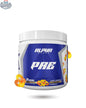 BulkBully Supplements Alpha Supps Pre-Workout powder in a container with scoop, designed to boost energy and performance.