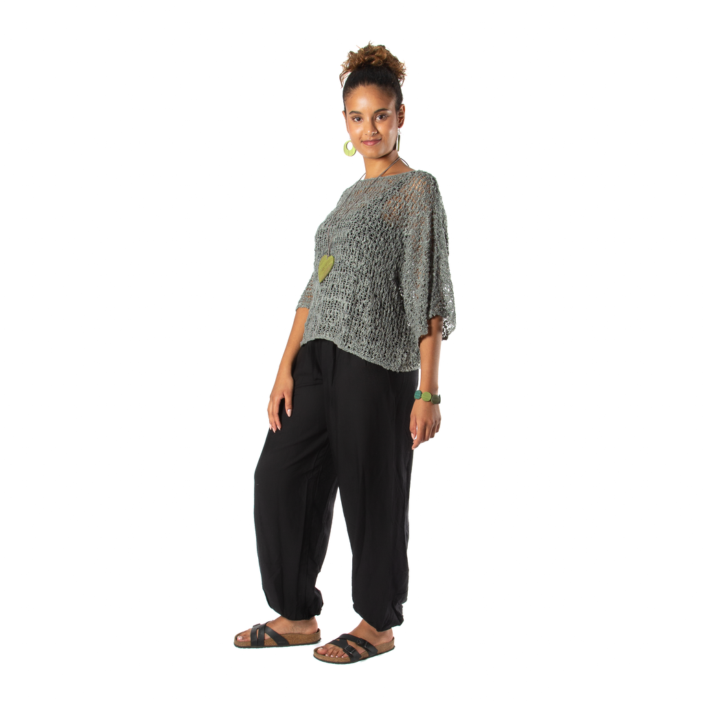 Grey Popcorn Knit Top - Shopthatapp.ca