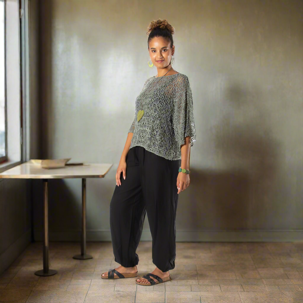Grey Popcorn Knit Top - Shopthatapp.ca