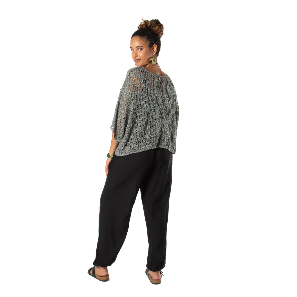 Grey Popcorn Knit Top - Shopthatapp.ca