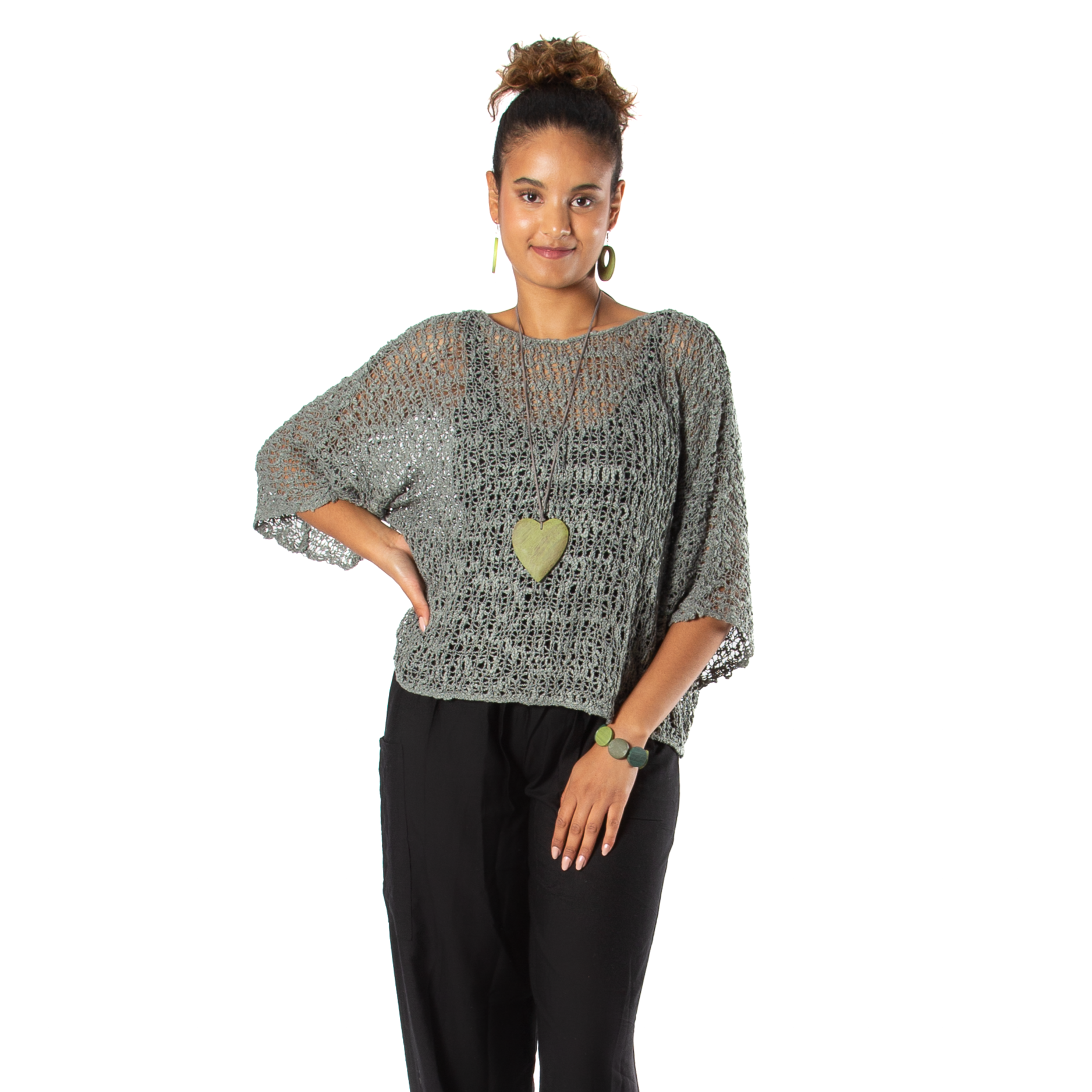 Grey Popcorn Knit Top - Shopthatapp.ca