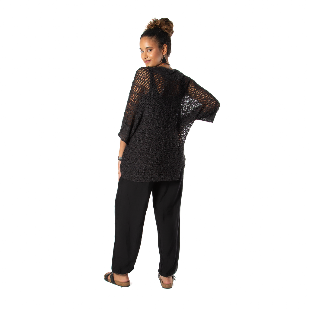 Popcorn Knit Cardigan in Charcoal Black - Cozy Short Sleeve Essential for Everyday Style - Shopthatapp.ca