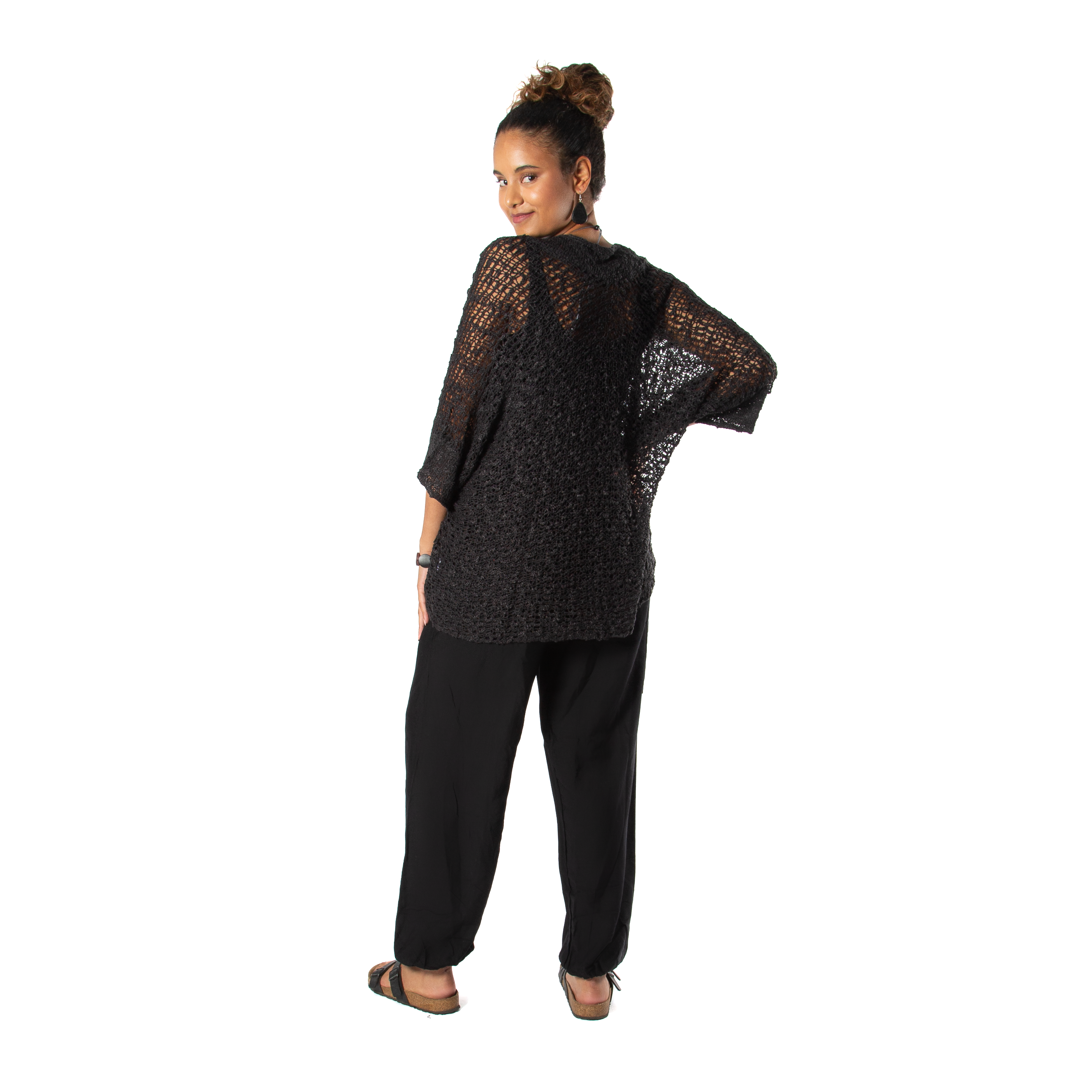 Popcorn Knit Cardigan in Charcoal Black - Cozy Short Sleeve Essential for Everyday Style - Shopthatapp.ca