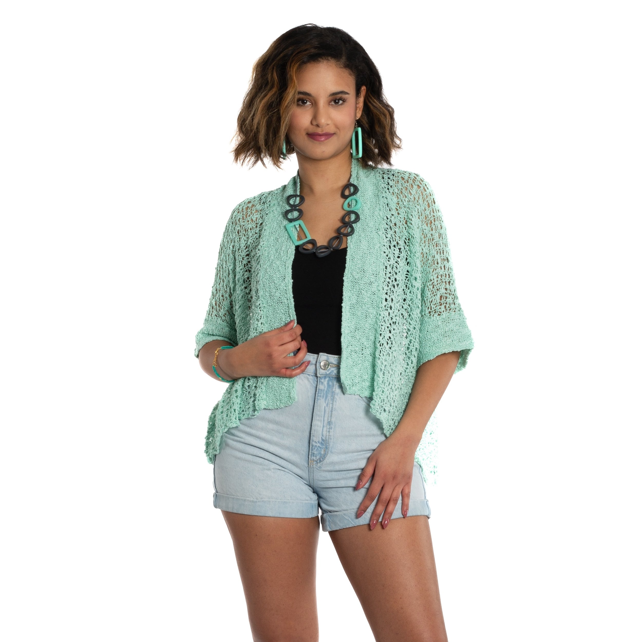 Short Sleeved Cardigan Mint - Stylish & Versatile Layering Essential - Shopthatapp.ca