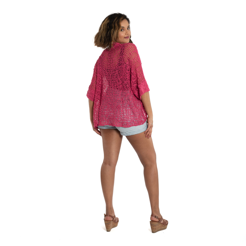 Short Sleeved Pink Cardigan for Stylish Layering - Shopthatapp.ca