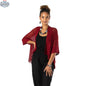 Suzie Blue Canada popcorn knit cardigan in claret red with short sleeves, ideal for layering and casual wear.