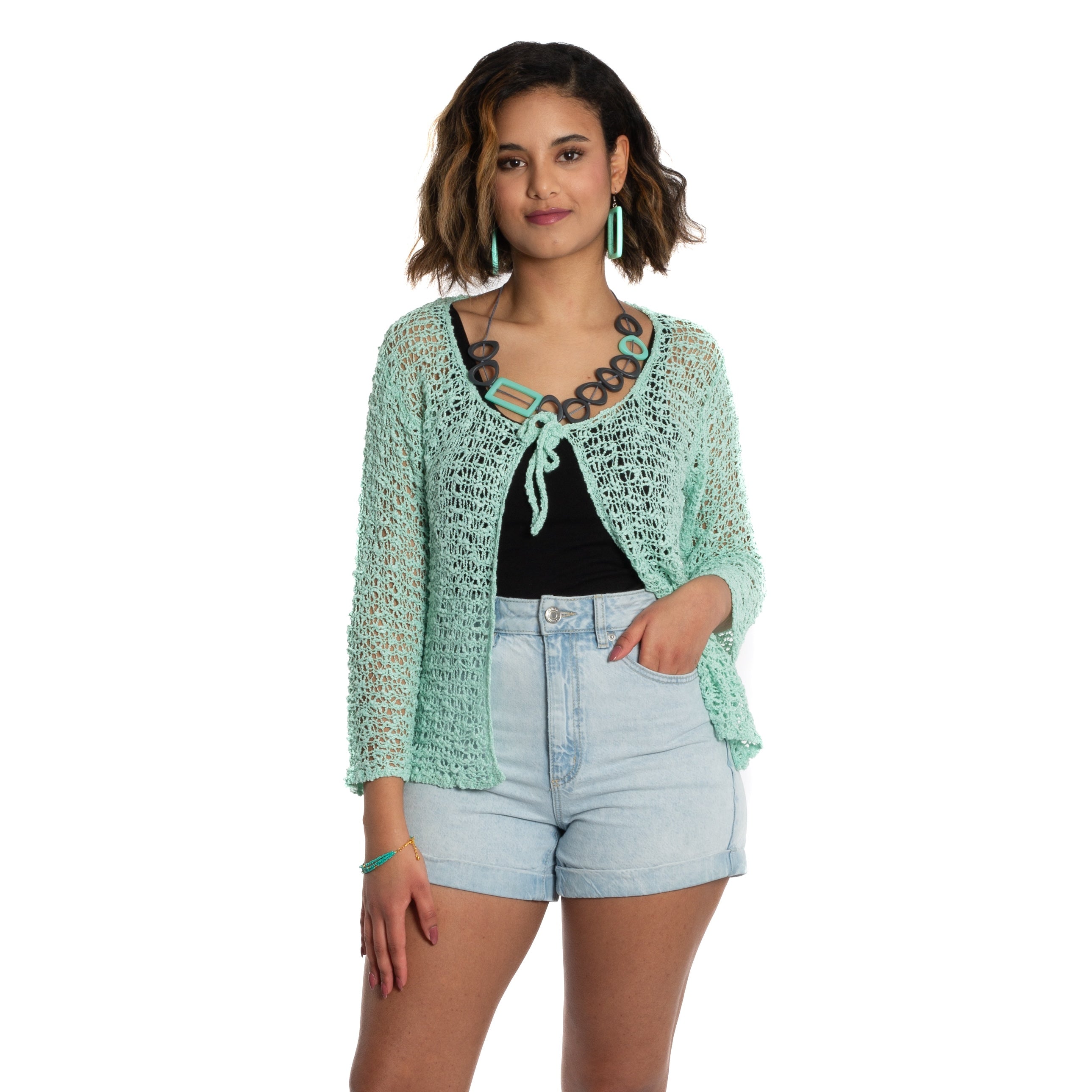 Tie Front Cardigan Mint - Stylish and Versatile Knitwear for All Seasons - Shopthatapp.ca