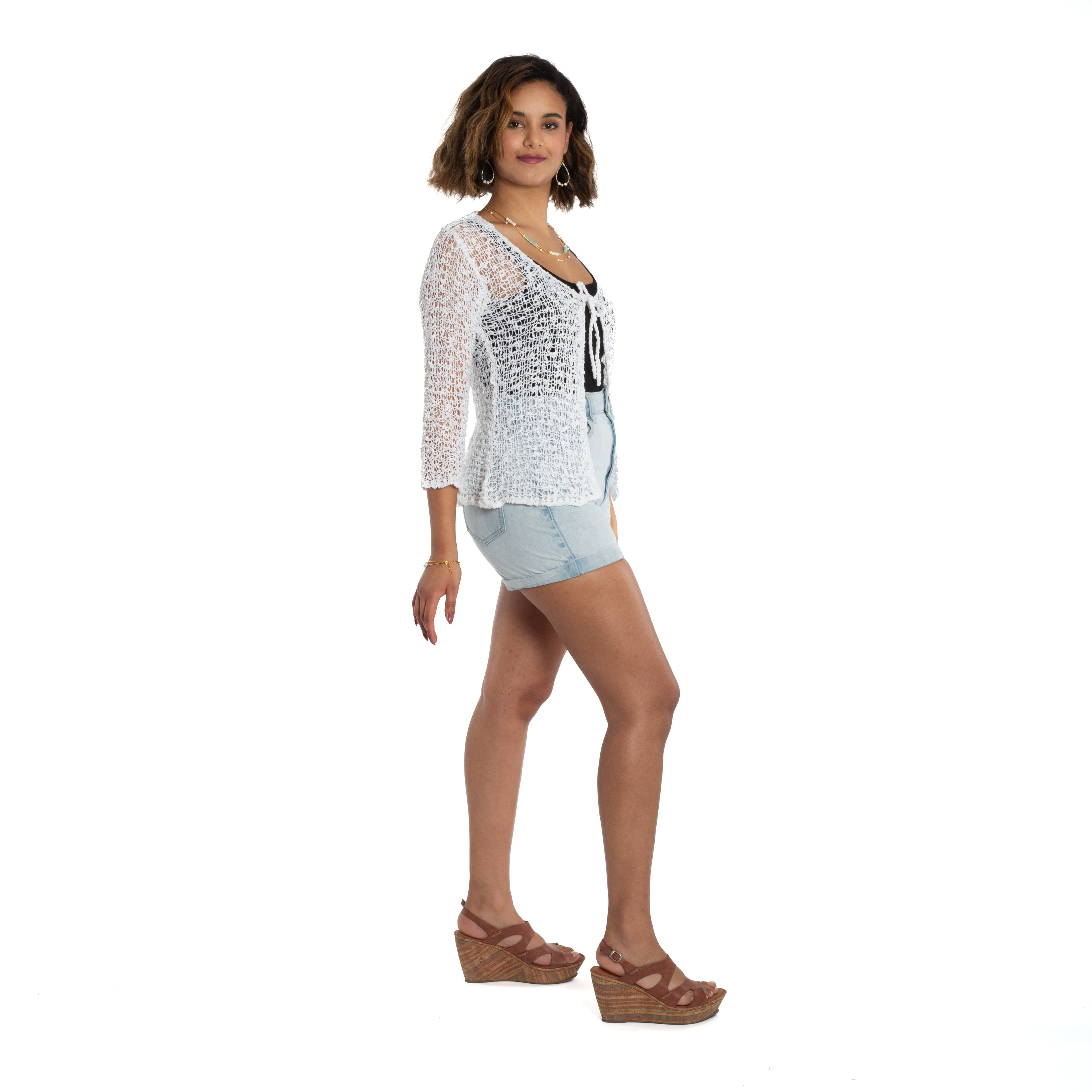 Tie Front Cardigan White - Stylish and Versatile Women's Knitwear - Shopthatapp.ca