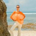 Sheer Mesh Poncho Orange - Stylish & Lightweight Cover-Up - Shopthatapp.ca