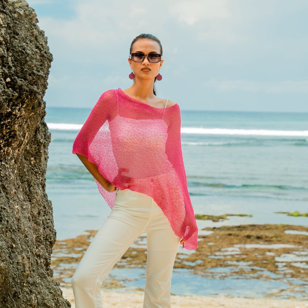 Sheer Pink Mesh Poncho for Effortless Style and Comfort - Shopthatapp.ca