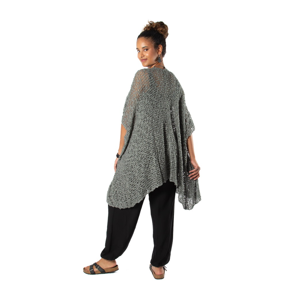 Mid Length Popcorn Knit Kimono - Grey - Shopthatapp.ca