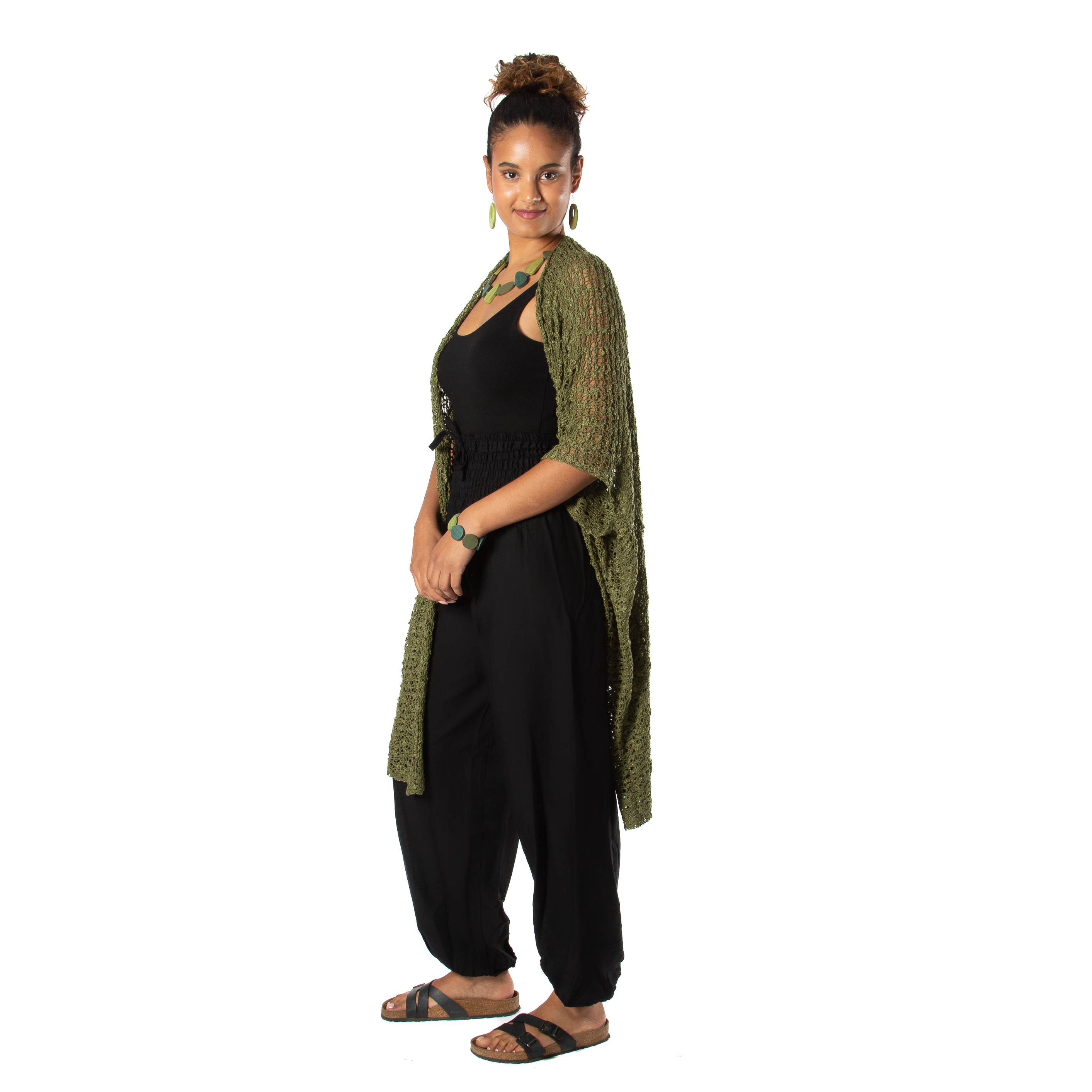 Mid Length Popcorn Knit Kimono - Sage Green - Shopthatapp.ca