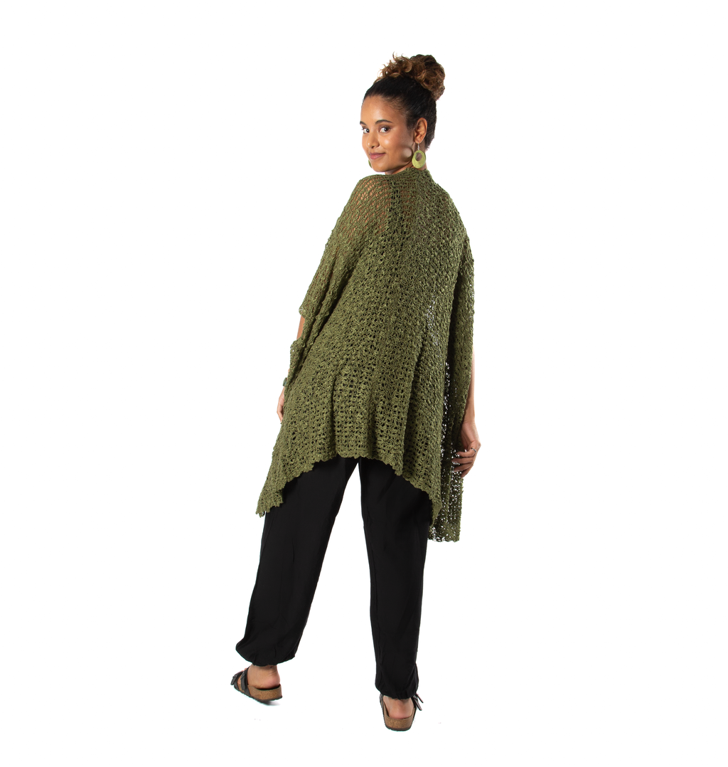 Mid Length Popcorn Knit Kimono - Sage Green - Shopthatapp.ca