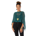 Short Popcorn Knit Poncho Jade for Effortless Chic Style - Shopthatapp.ca