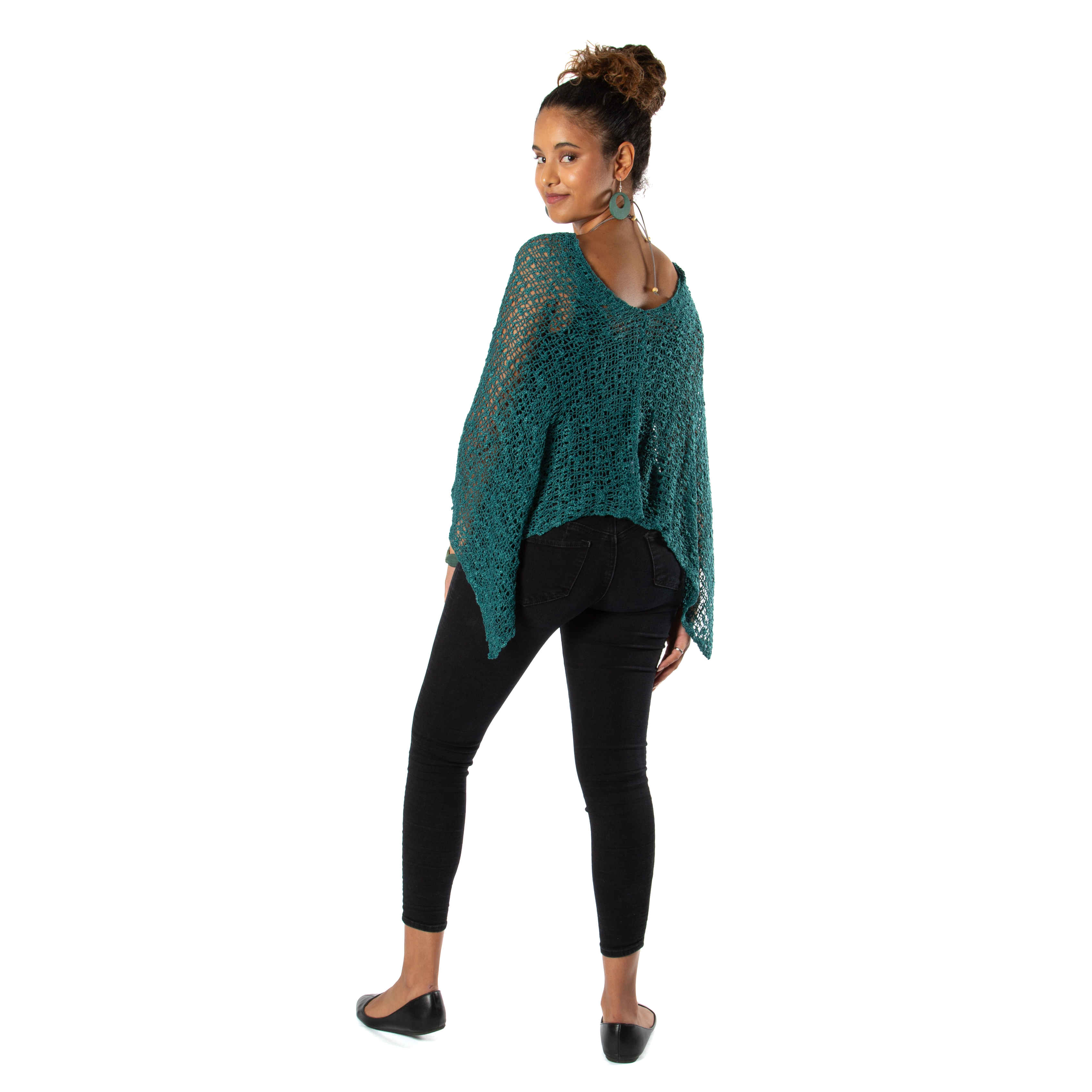 Short Popcorn Knit Poncho Jade for Effortless Chic Style - Shopthatapp.ca