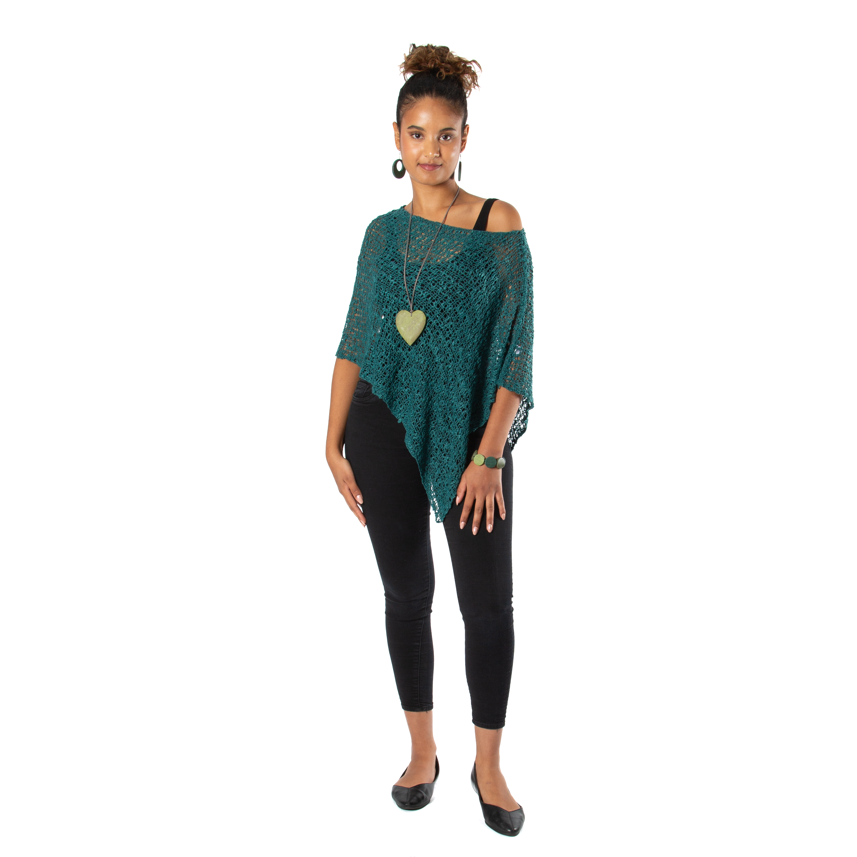 Short Popcorn Knit Poncho Jade for Effortless Chic Style - Shopthatapp.ca
