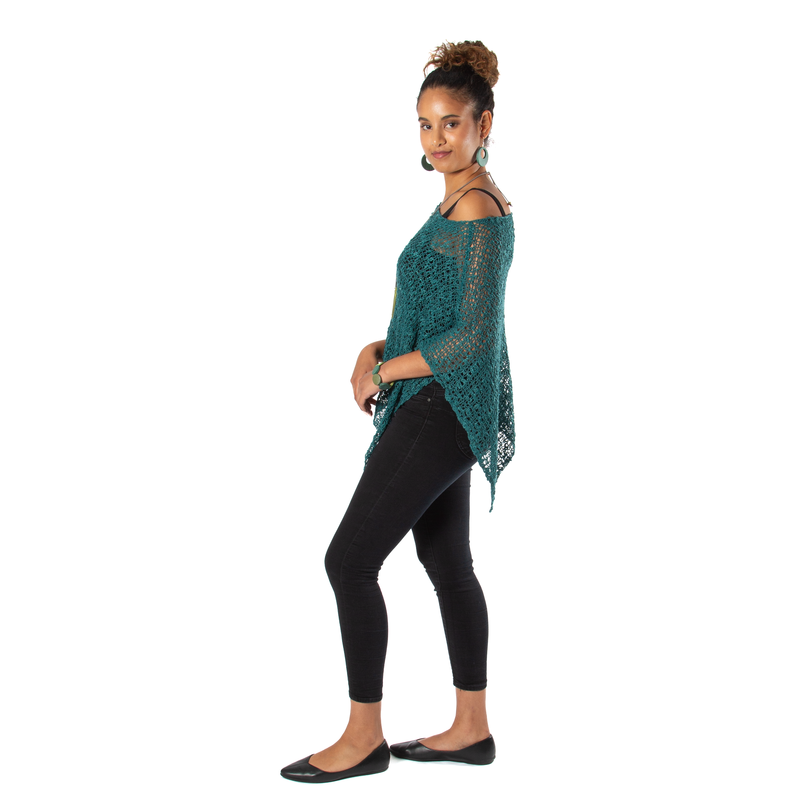 Short Popcorn Knit Poncho Jade for Effortless Chic Style - Shopthatapp.ca